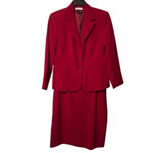 East 5th Womens Red Blazer & Skirt Suit Set 16P NANOtex Fabric Polyester skirt/j